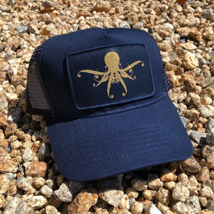 CEVICHE PROJECT SNAPBACK WITH NAVY EMBROIDERED GOLD PACH