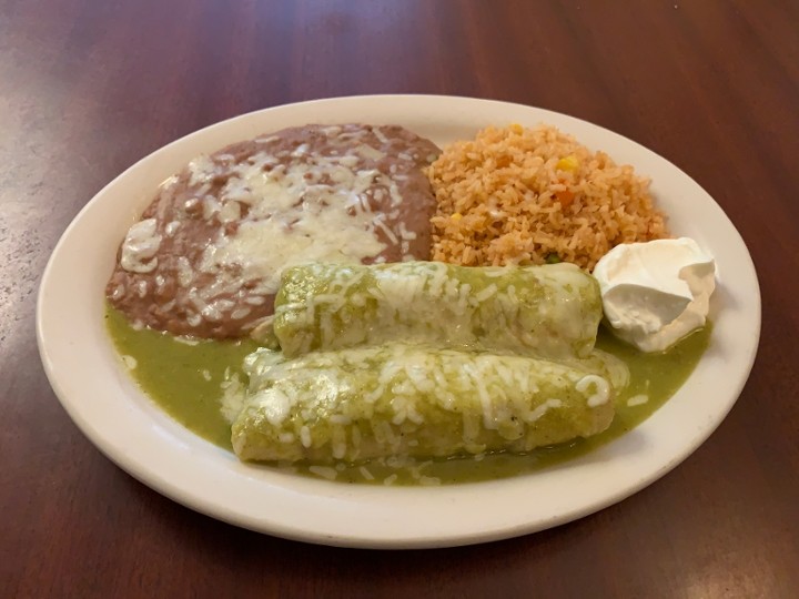 Two Enchiladas Verde Sauce Combination