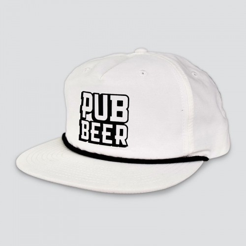 WHITE-PUB BEER FLATBILL GRANDPA HAT