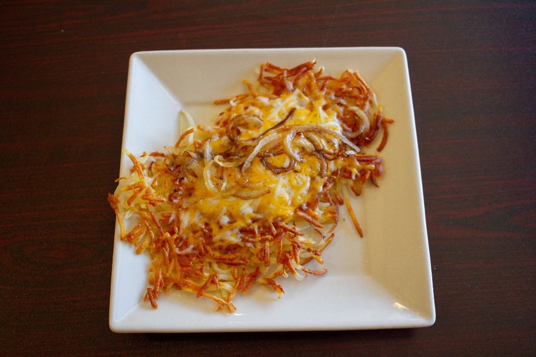 Hashbrowns with cheese and onion