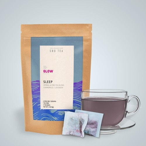 Glow Water SLEEP (Chamomile & Lavander) Herbal & CBD Tea Blend