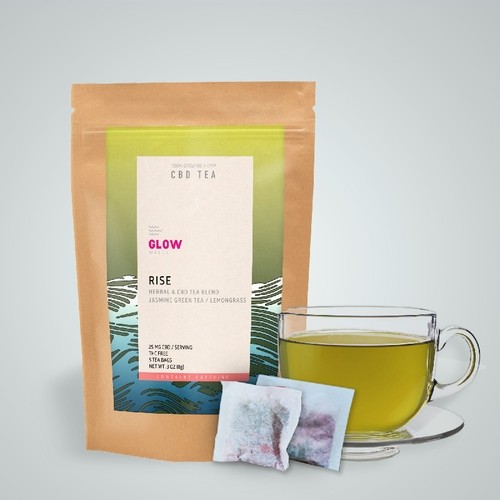 Glow Water RISE (Jasmine Green Tea & Lemongrass) Herbal & CBD Tea Blend