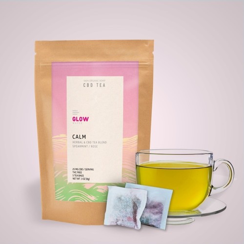 Glow Water CALM (Spearmint & Rose) Herbal & CBD Tea Blend