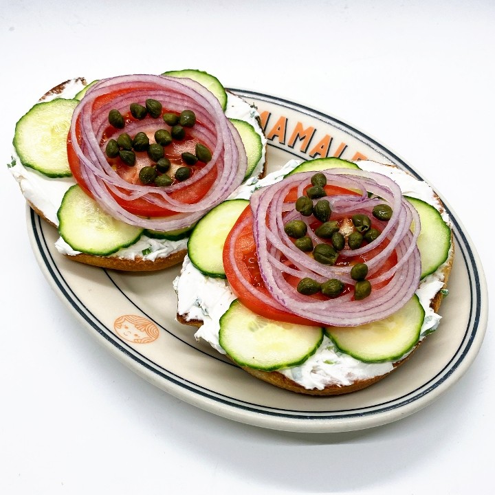 Bagel, Schmear, and Vegetables