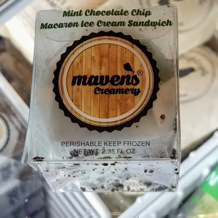 Mavens Creamery Mint Chocolate Chip Macaron Ice Cream Sandwich