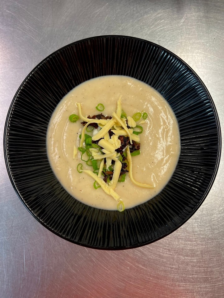 *SPECIAL* Organic Loaded Potato Bisque topped with Tempeh Bacon, Sour Cream and Miso Cashew Cheese
