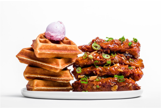 Vegetarian Maple Chipotle Chicken & Waffles