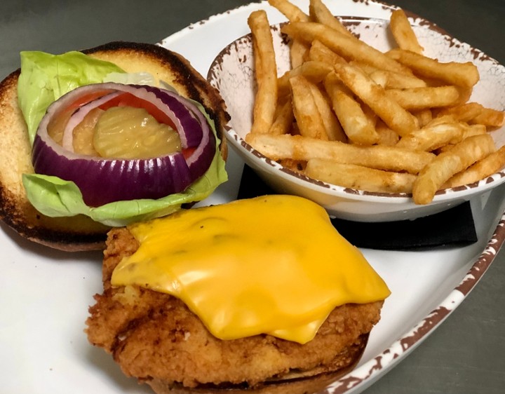 Classic Fried Chicken with Cheese Sandwich