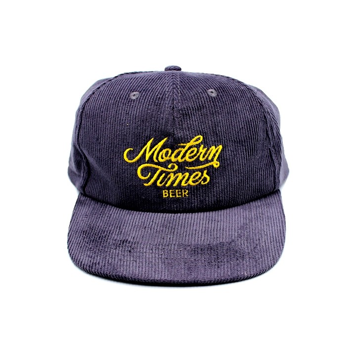 Hat - Flat Brim Corduroy Grey/ Gold