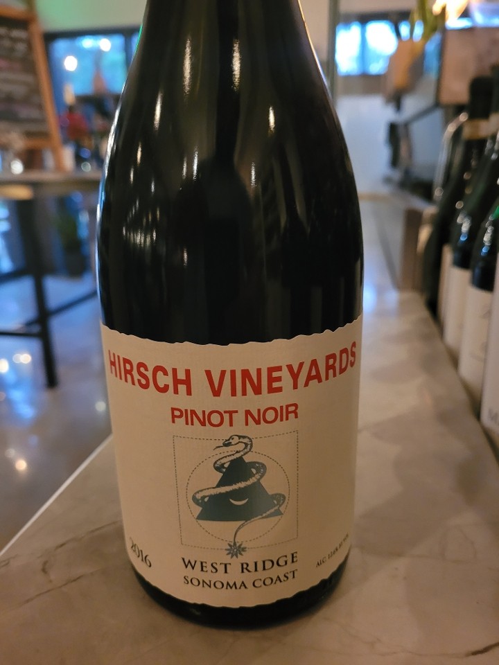 Pinot Noir, Hirsch Vineyards, West Ridge, Sonoma Coast, California, 2016