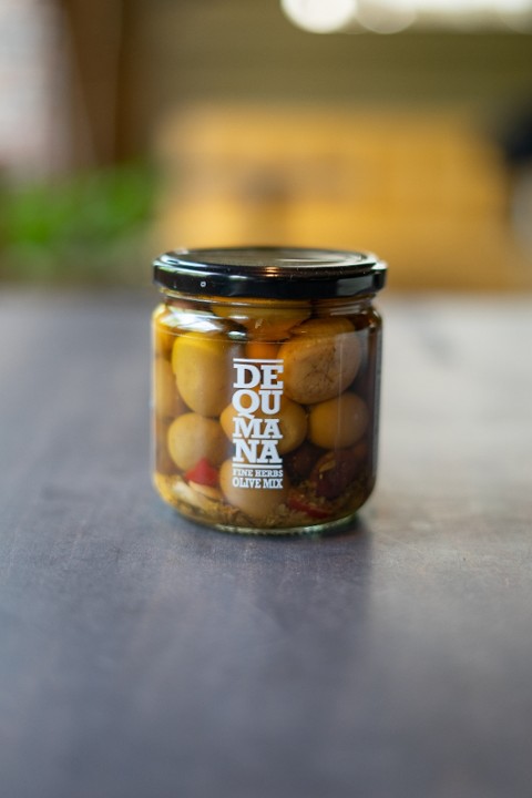 Dequimana Olives Mixed, 12oz jar