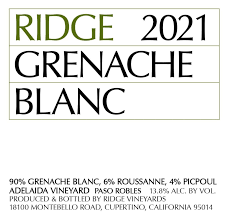 Grenache Blanc, Ridge Vineyards