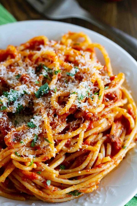 Spaghetti Marinara w/ Meat Sauce