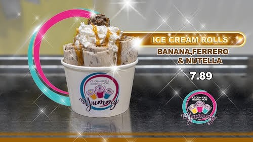 Banana, Ferrero and Nutella Ice Cream Roll
