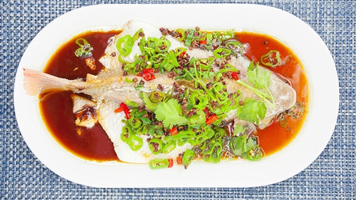 Steamed Whole Fish with Asian Chili