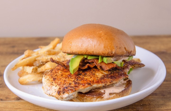 Bacon Avocado Blackened Chicken Sandwich