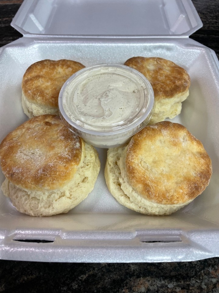 HOMEMADE BUTTERMILK BISCUIT 4 PACK WITH HONEY BUTTER
