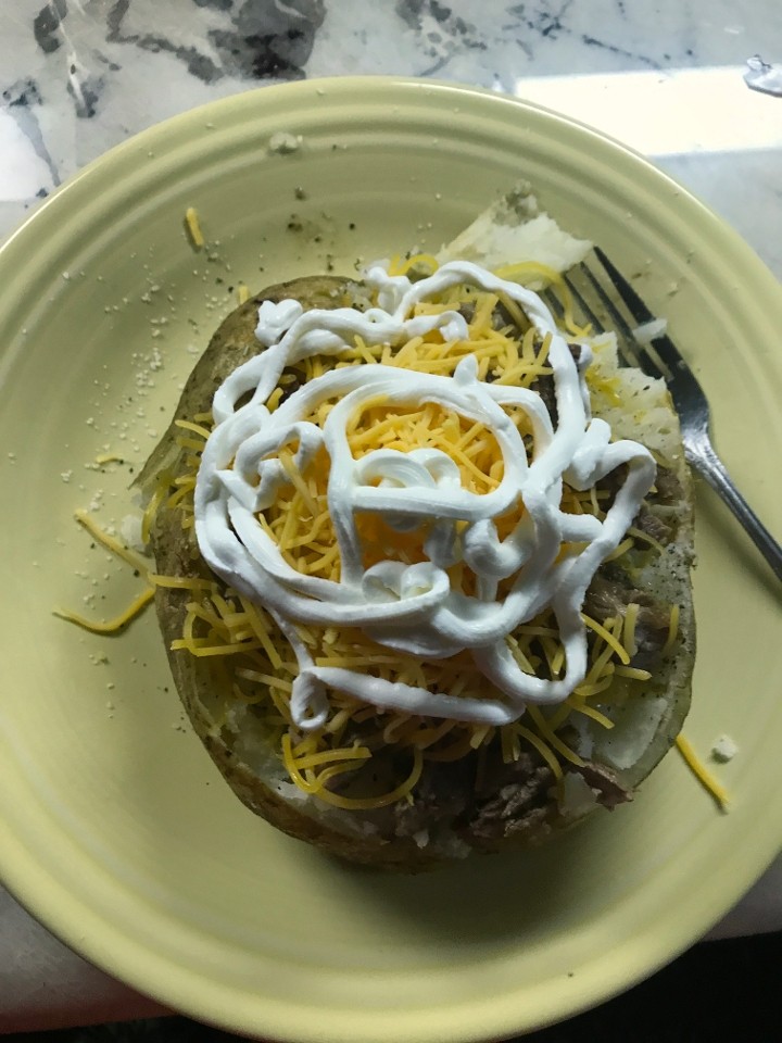 Baked Potato w/ Bacon, Bits, Cheese, Butter & Sour Cream