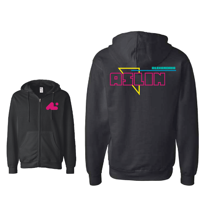 Alexandria Neon Zip-Up Hoodie: Black