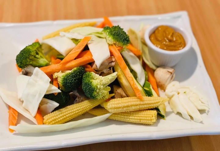 Steam Mix Vegetable With Peanut Sauce