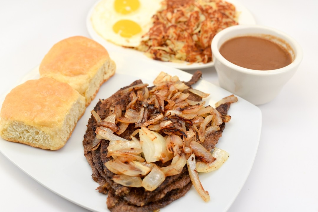 Grilled Beef Liver w/ Onions & Eggs