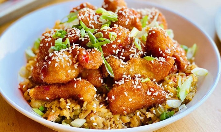 Korean Chicken over Fried Rice