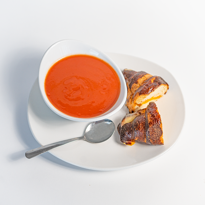 Pretzel Croissant and Tomato Soup