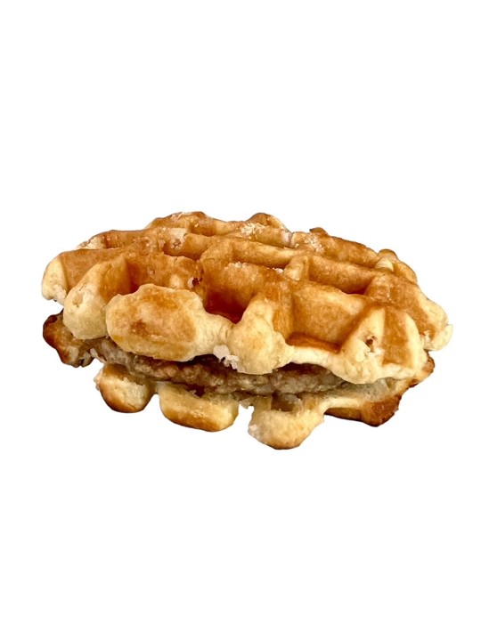 Waffle sausage sandwich