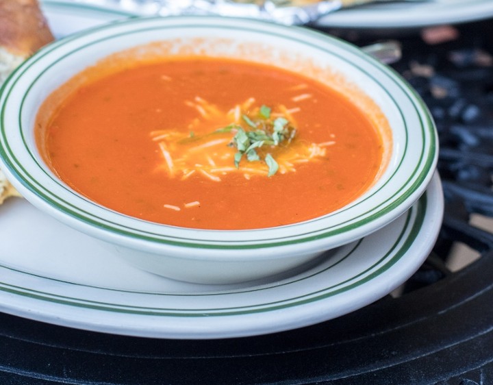 Tomato Basil Soup with Focaccia Toast