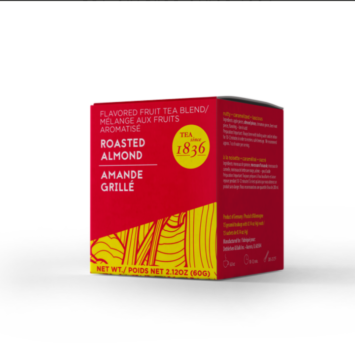 D&B Tea Box- Roasted Almond - Herbal 15ct Pyarmid Bags