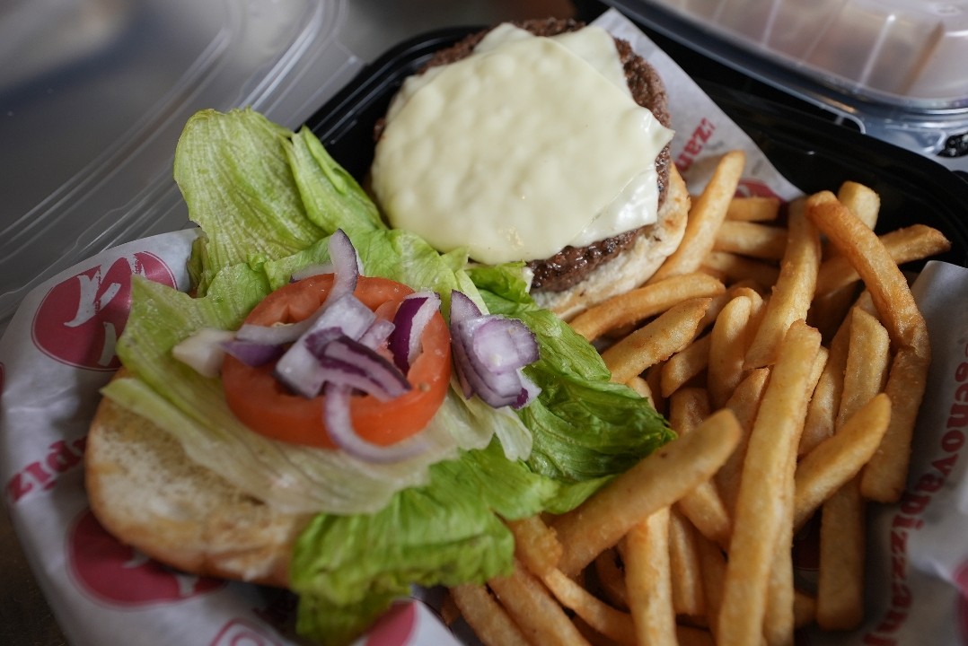 Cheese Burger (w/ lettuce, tom, onions)