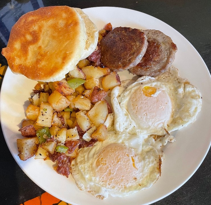 2 Eggs & Home Fries & Meat & Toast