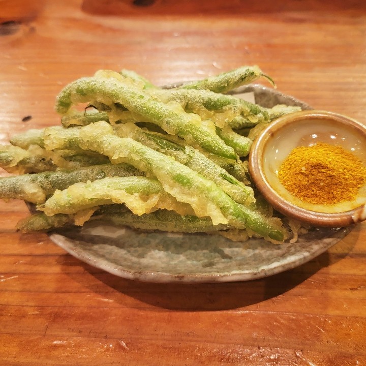 Green Beans Fritters w/ Curry Sansho Salt