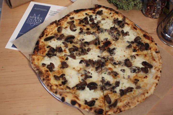 Georgia Mushrooms ,Taleggio, Mozzarella, Thyme,  White Roasted Garlic Sauce