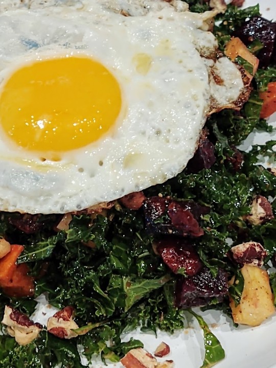 Chopped Kale Salad w/ Leyden Crisps and an Egg