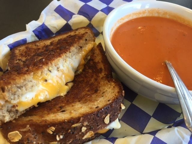 Three Cheese Grilled Cheese W/ Tom Soup