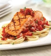 Salmon with pasta pomodoro
