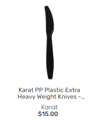 KARAT PP MEDIUM WEIGHT KNIFE BULK BOX - BLACK中等重量黑色刀