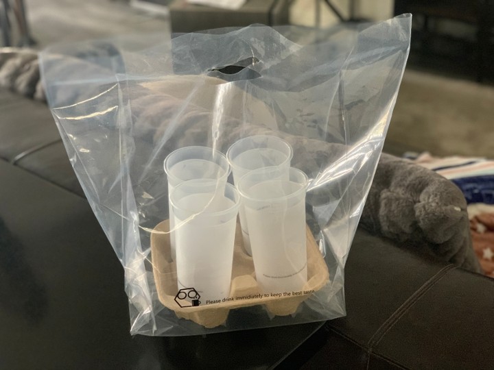 M1104 4-Cup Plastic To Go Bag-Case 手提四杯加厚打包袋