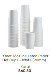 KARAT 16OZ PAPER HOT CUPS - WHITE (90MM) 16oz热杯