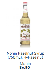 MONIN HAZELNUT SYRUP 榛子汁