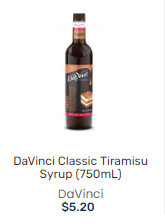 DAVINCI TIRAMISU SYRUP 提拉米苏汁