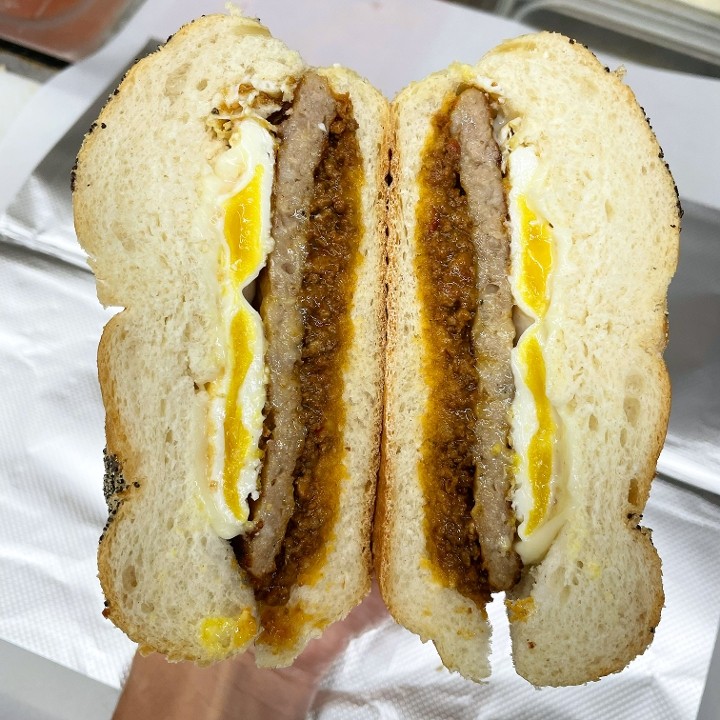 Sausage, Egg & Cheese on a Roll