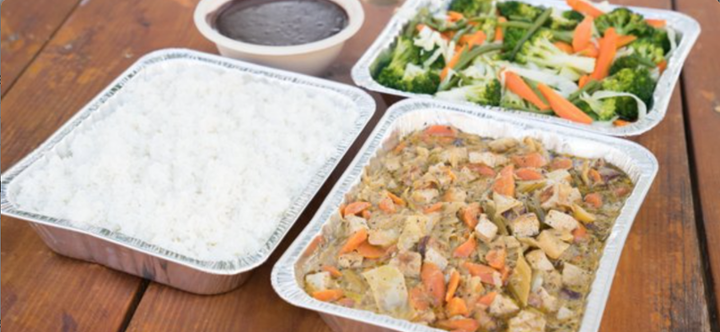 Package 2 - Tofu Stroganoff, White Rice (with Black Bean Sauce), Steamed Veggies