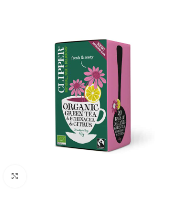 Clipper Organic Green Tea, Echinacea & Citrus 20 Tea Bags 40g