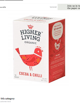 Higher Living Organic Cocoa & Chilli 15 Tea Bags 30g
