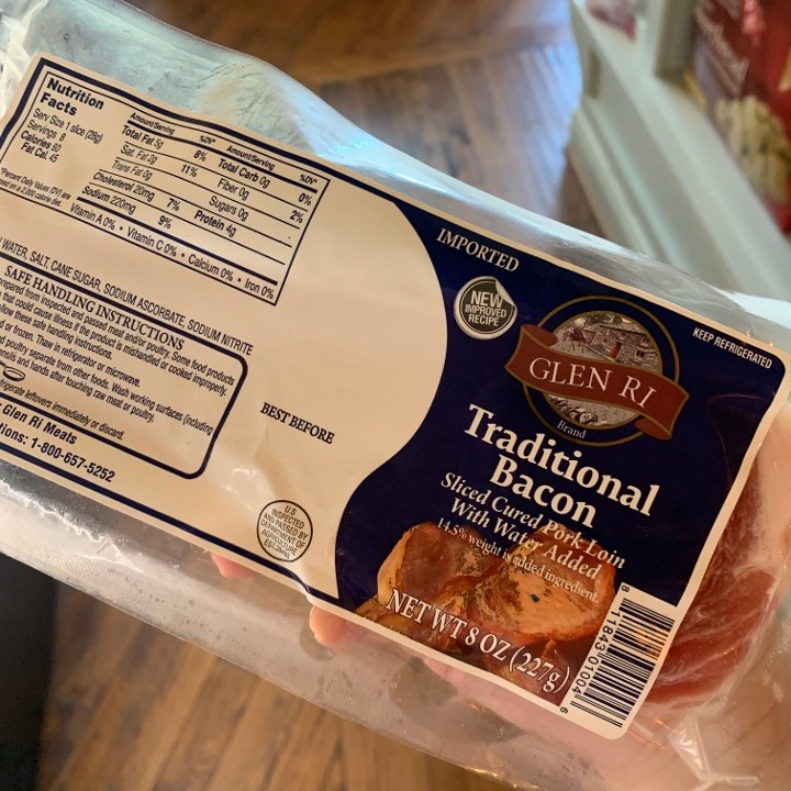 Glen Ri Irish Bacon, Frozen, 8 oz