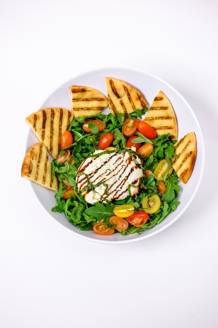 [NEW!] Heirloom Tomato Burrata Salad w Fire-Grilled Peach