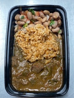 Carne Guisada w/Charro Beans & Spanish Rice