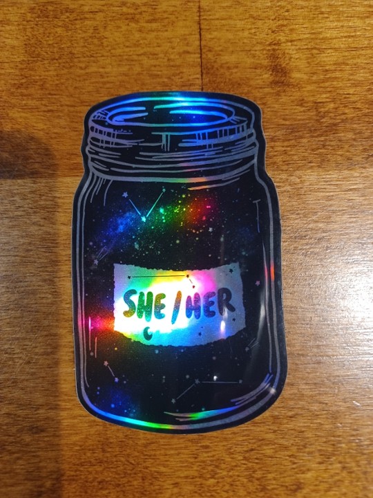 Holographic Pronoun Sticker (She/Her)